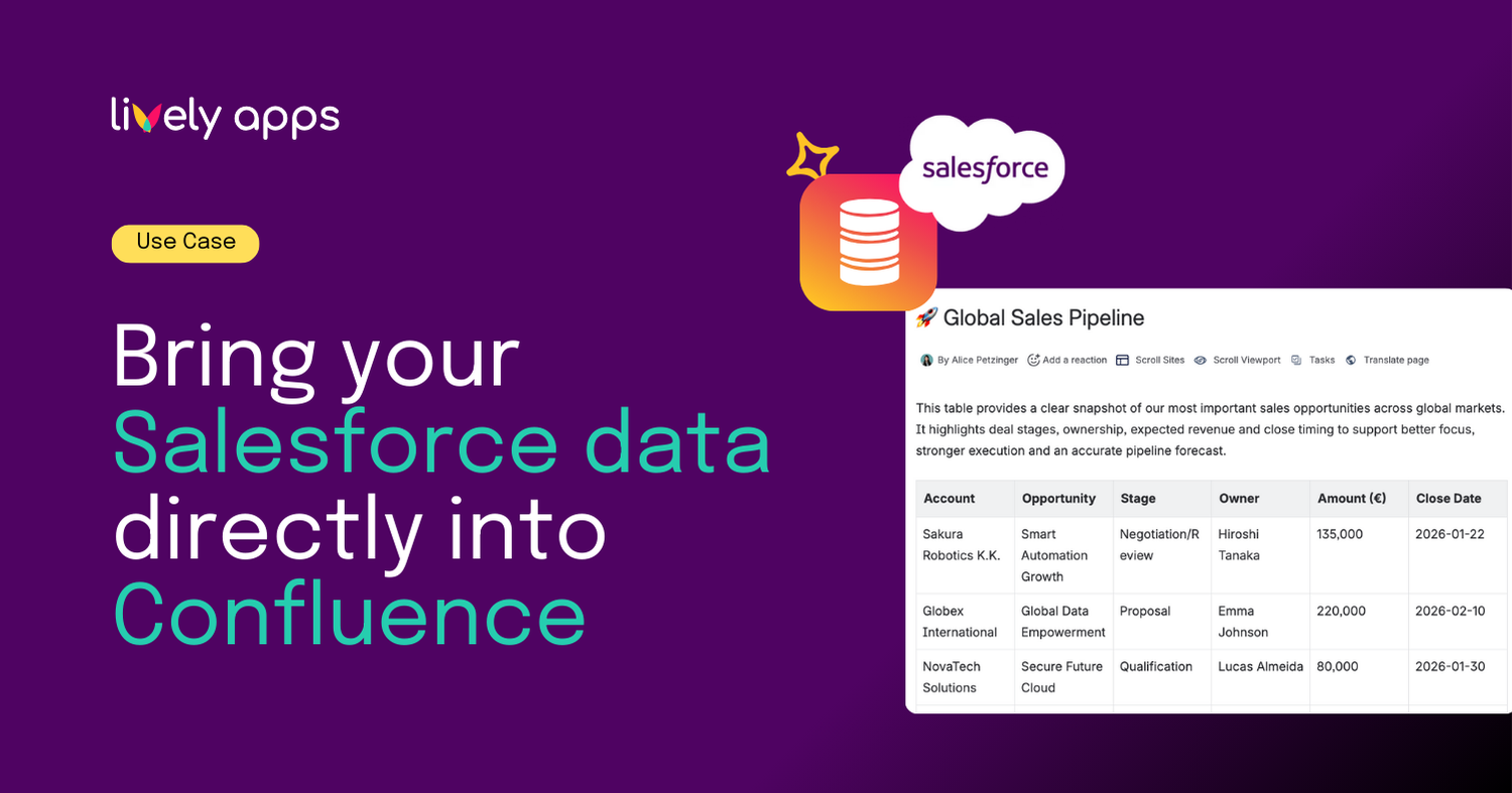 Bring Salesforce data into Confluence Cloud with PocketQuery | Lively Apps