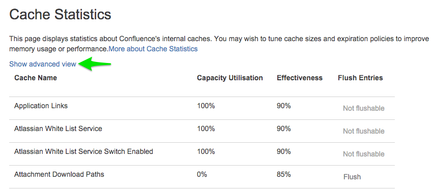 admin cache management advanced link