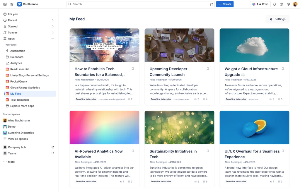 Screenshot of My Feed page in Lively Blogs
