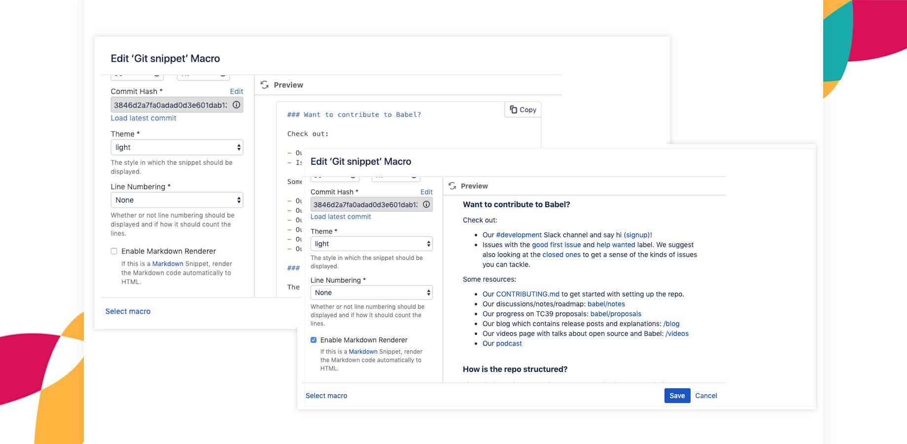 Git Snippets for Confluence icons