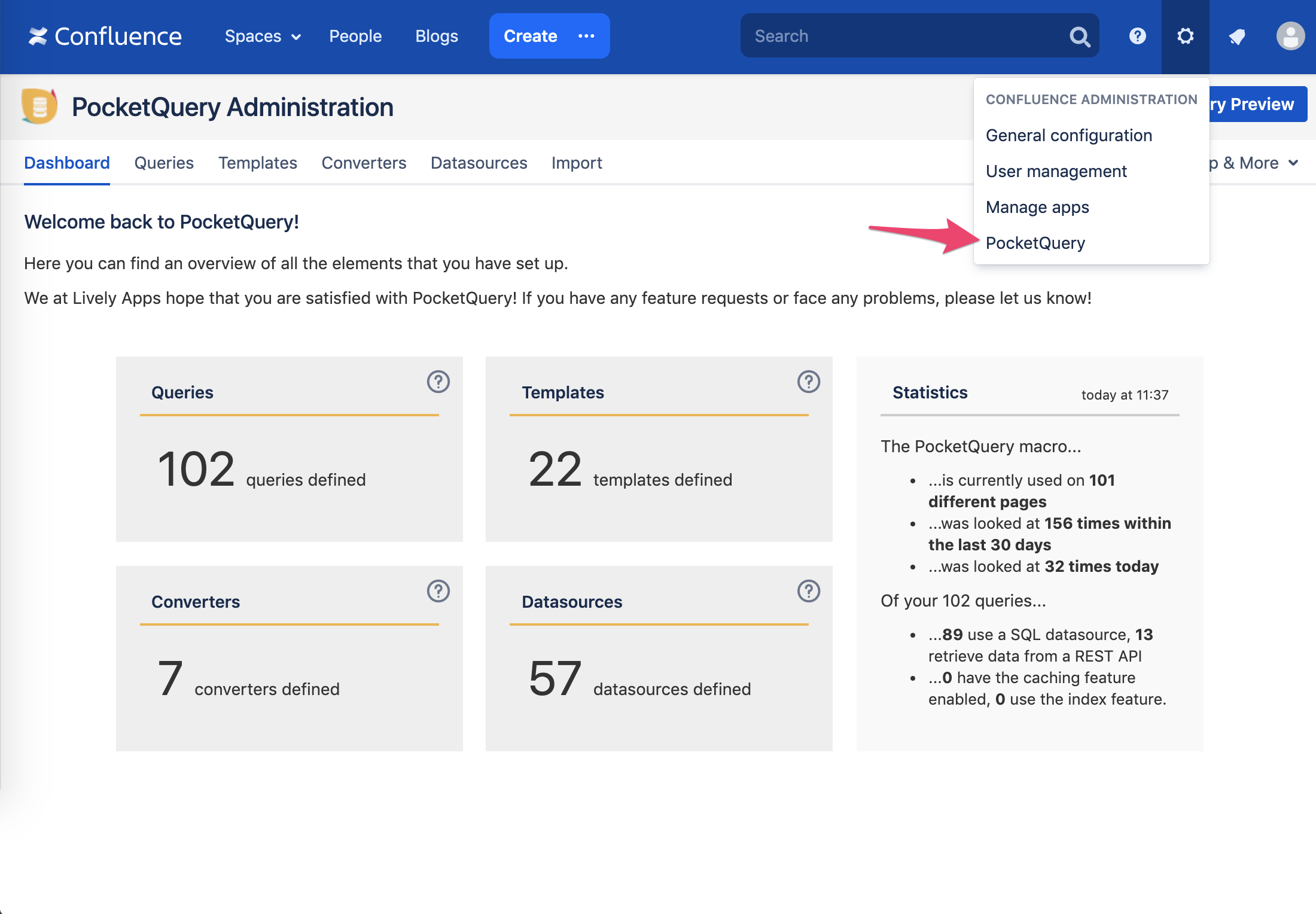 PocketQuery Admin Preview Draft