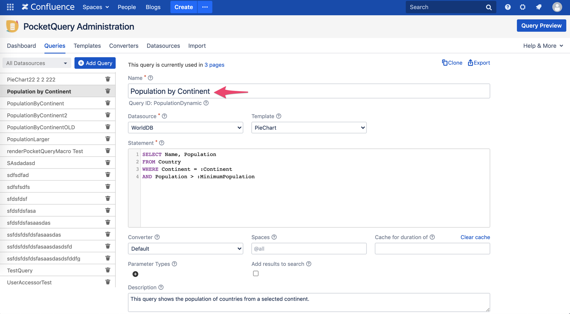 Renaming in PocketQuery