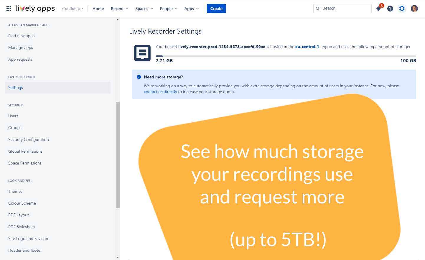 Up to 5 terabytes of storage