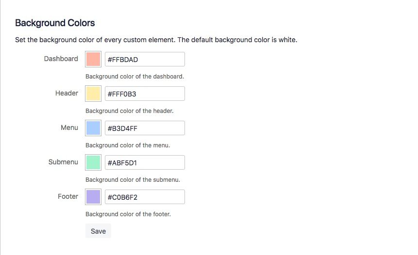 Settings - colors