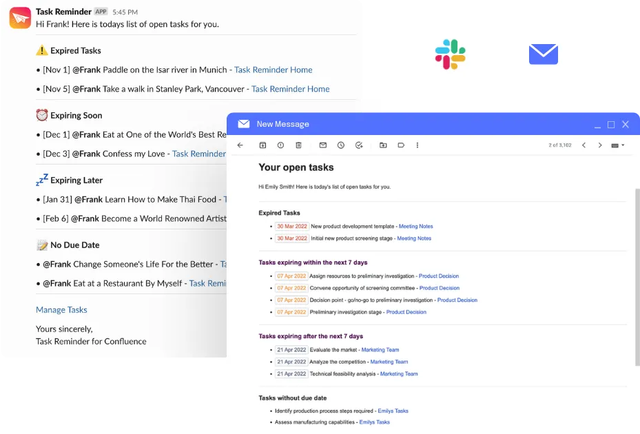 Task Reminder Email and Slack