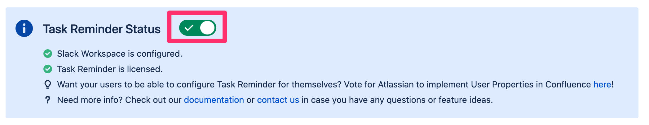 It only takes one click to turn your reminders on or off